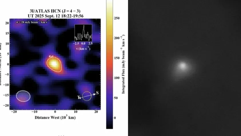 ALMA зафіксувала рекордні рівні метанолу й ціаністого водню в кометі 3I/ATLAS