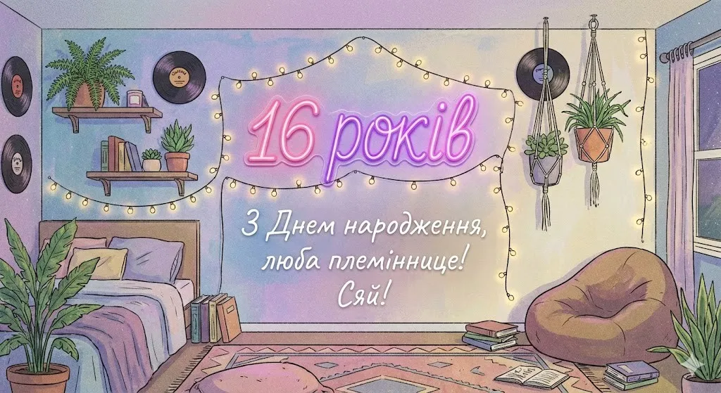 Привітання з днем народження для племінниці на 16 років