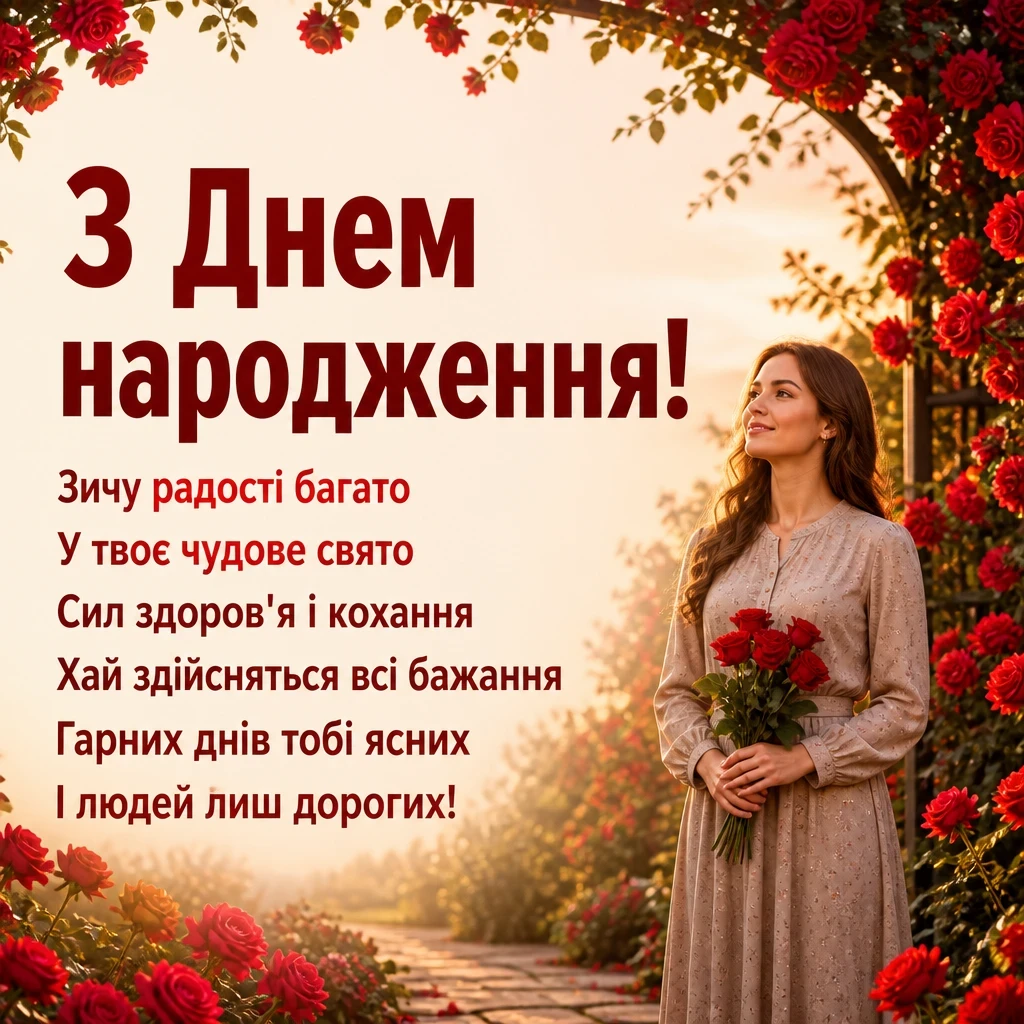 привітання з днем народження жінці українською мовою