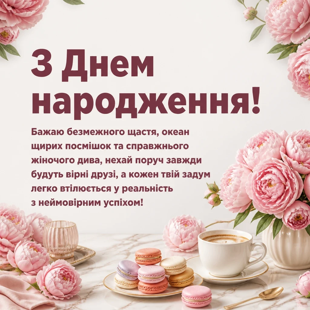 привітання з днем народження жінці українською мовою