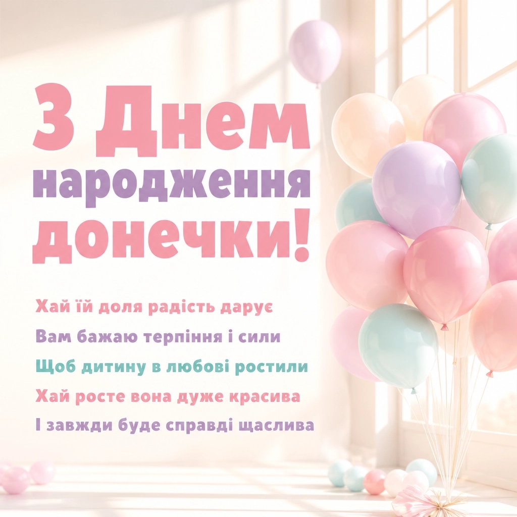 привітання з днем народження донечки батькам