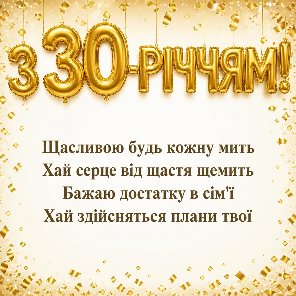 привітання з 30-річчям жінці