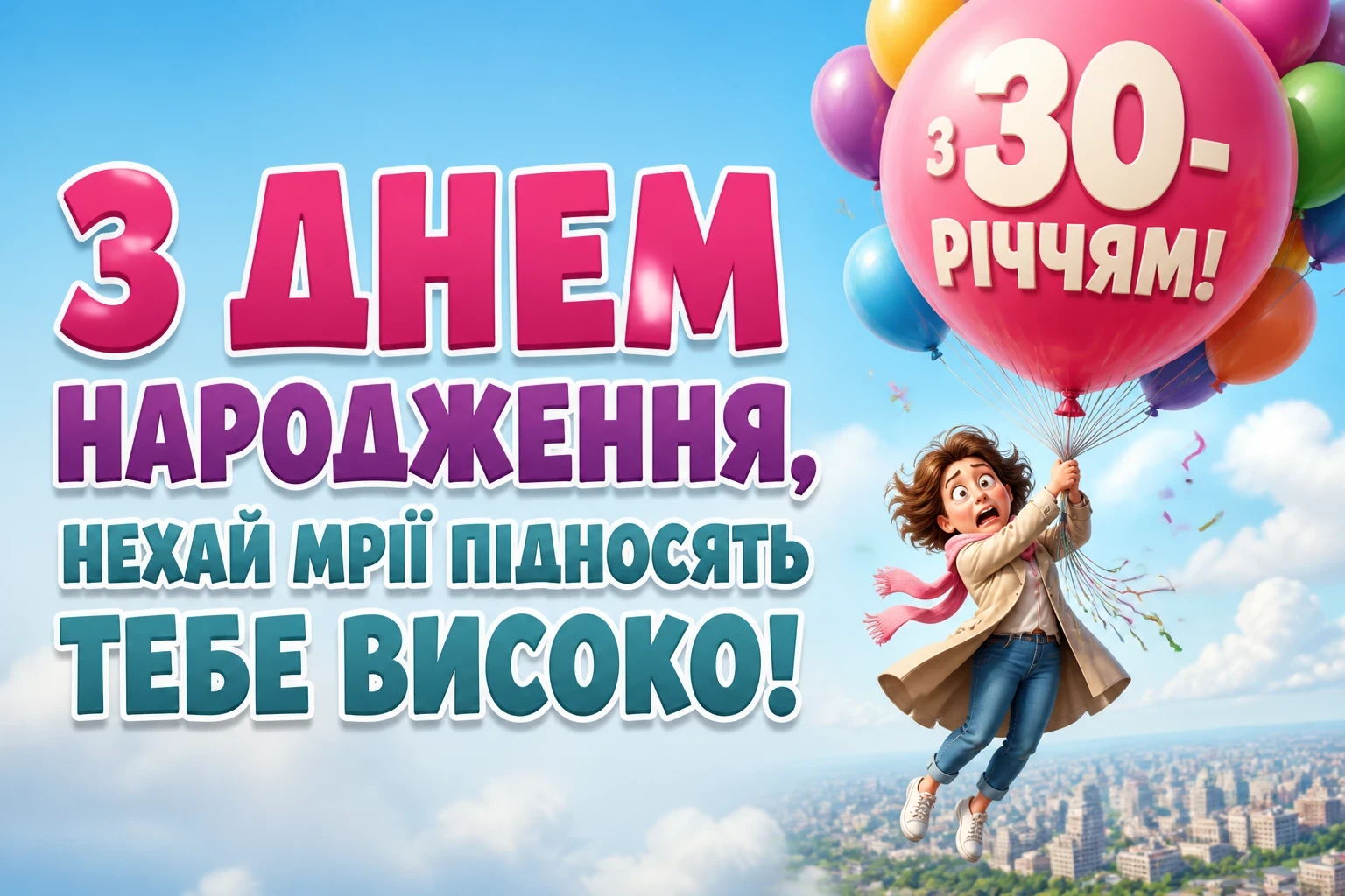 привітання з 30-річчям жінці
