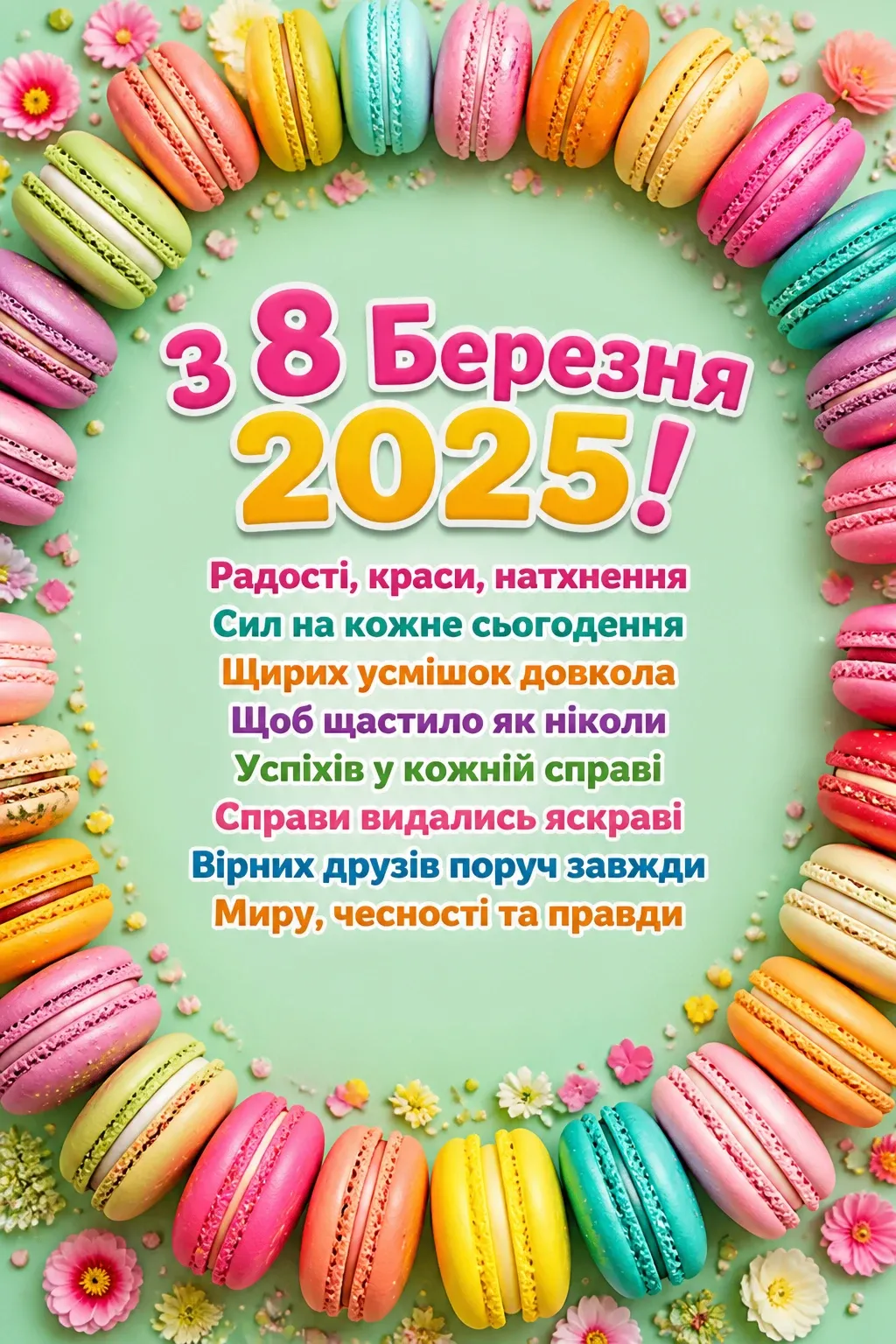 з 8 березня привітання 2025 листівки з 8 березня привітання 2025 листівки
