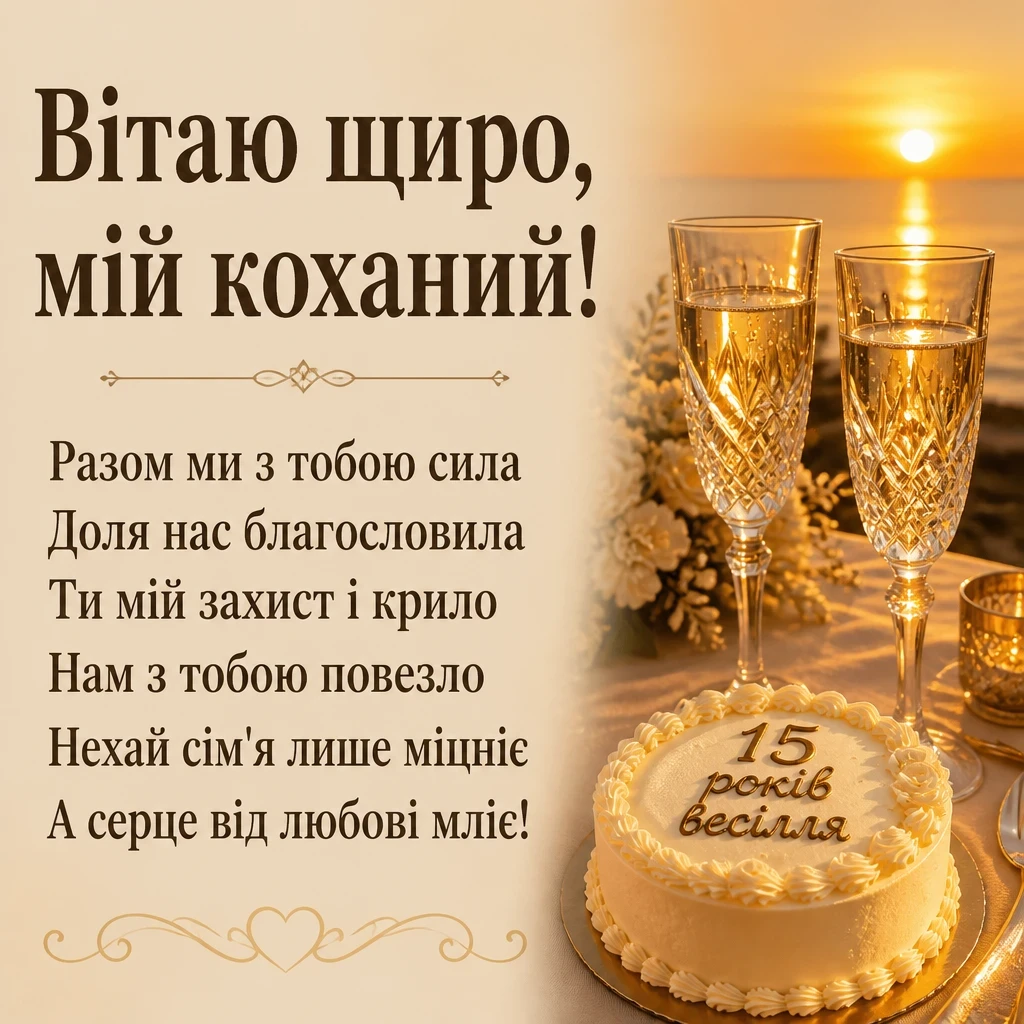 15 років весілля привітання чоловіку 15 років весілля привітання чоловіку