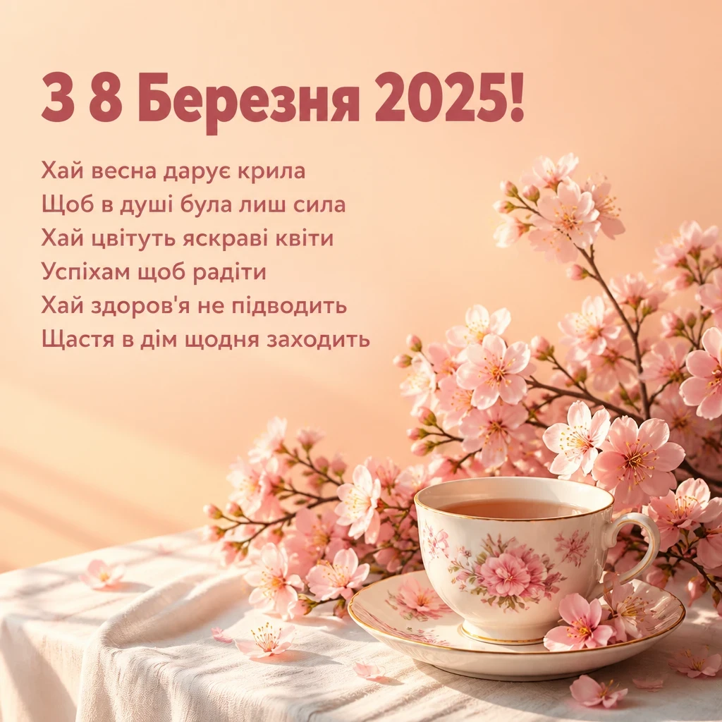 з 8 березня привітання 2025 листівки з 8 березня привітання 2025 листівки