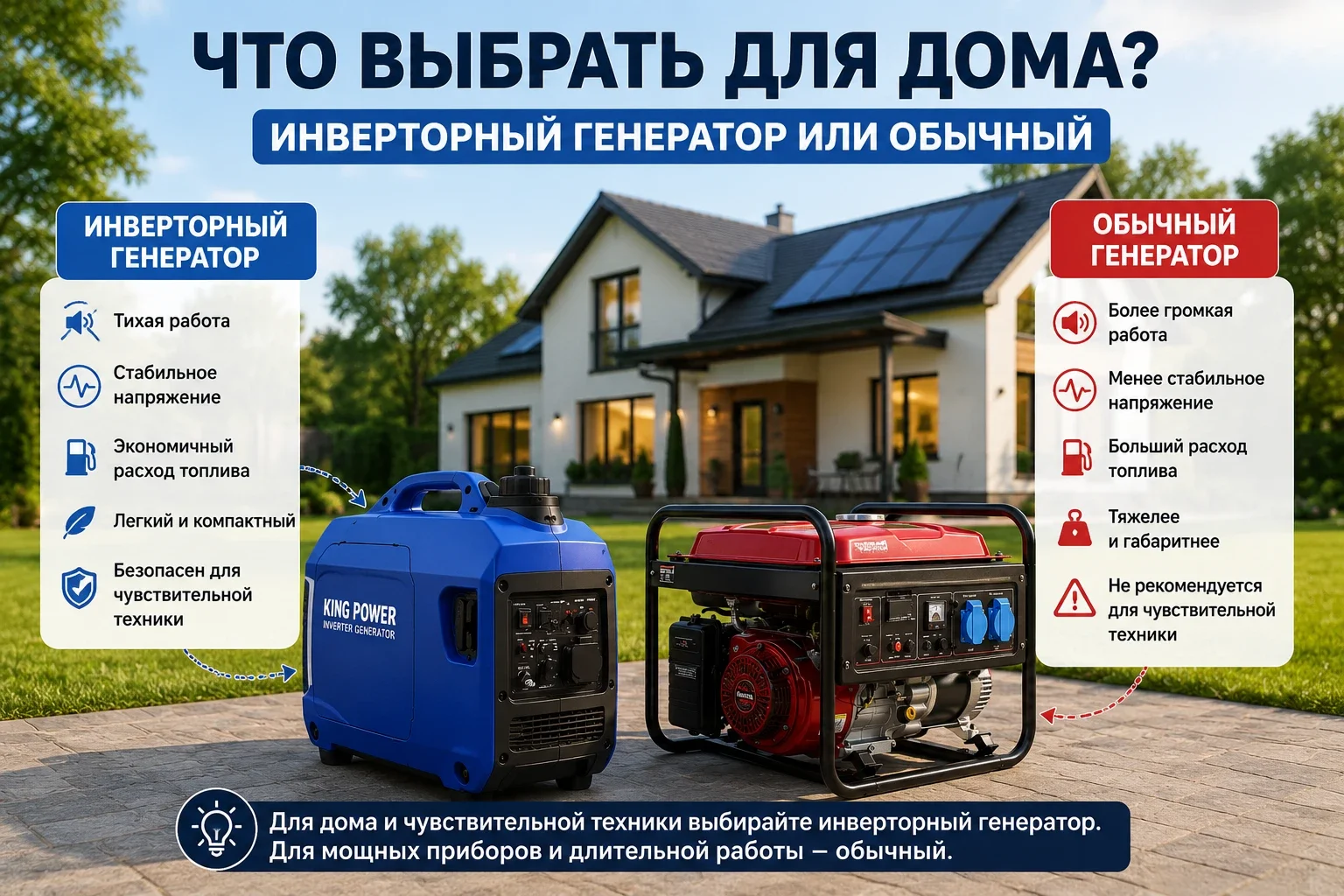 Что выбрать для дома инверторный генератор или обычный